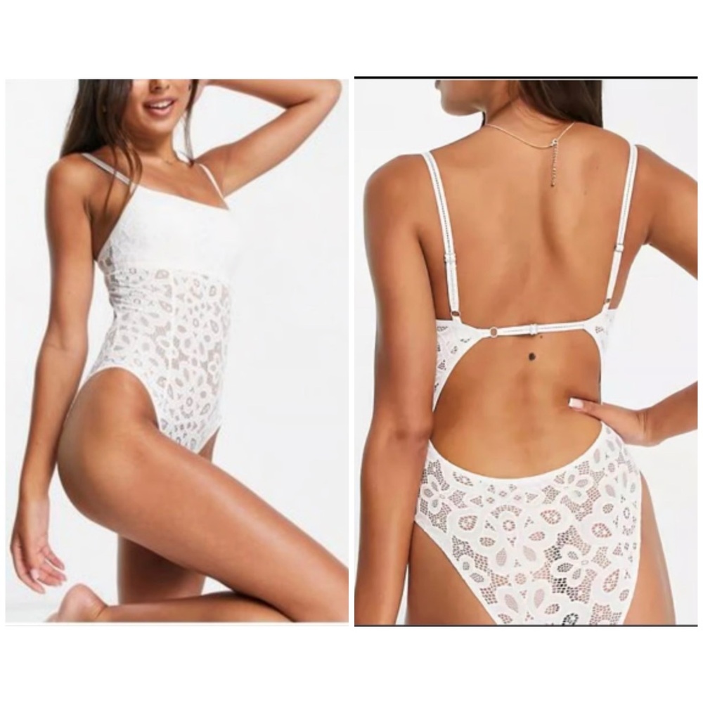 Gilly Hicks White Lace open back bodysuit xs